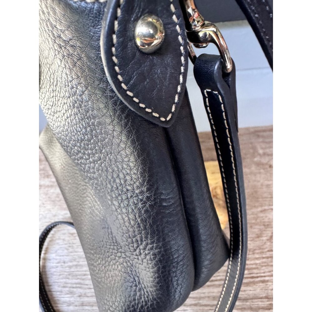 Dooney & Bourke Black Pebble Leather Satchel Crossbody Bag Top Handle Purse - Picture 8 of 10